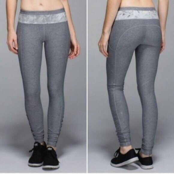 LULULEMON Speed Tight III All Luxtreme Athletic Leggings Grey Ruched Sz 6 - Picture 10 of 16